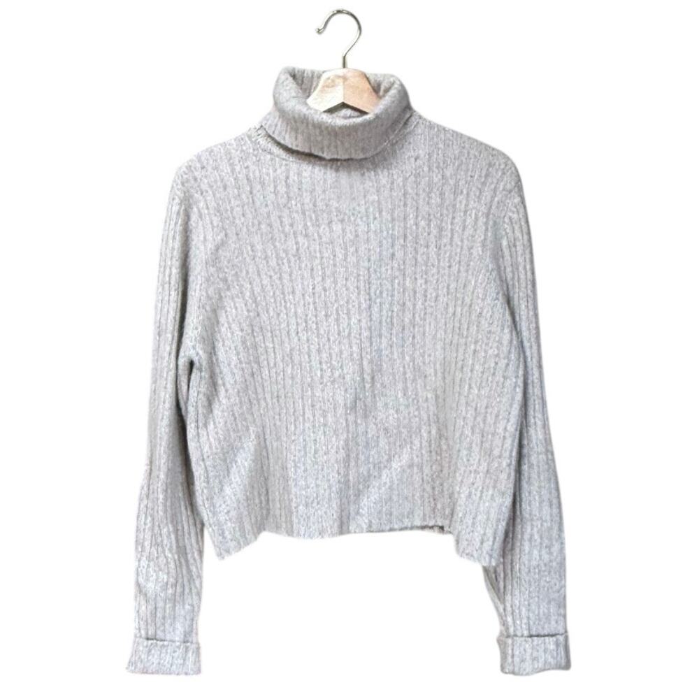 Sundance Beige Angora Blend Ribbed Turtle Neck Long Sleeve M Sweater MSRP $228